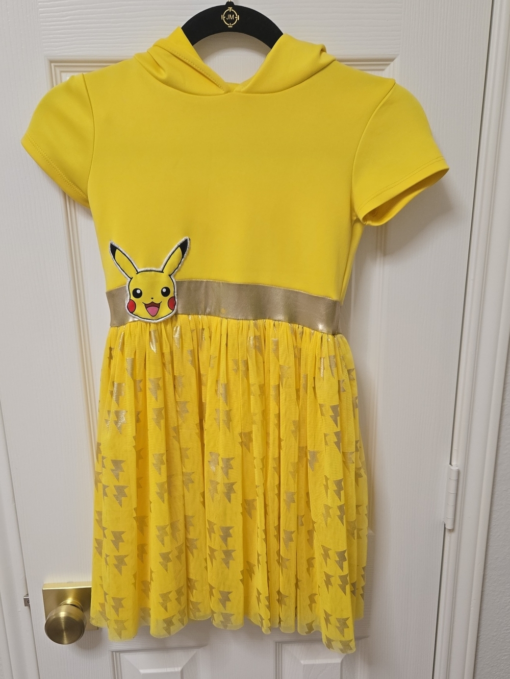Pokemon Yellow Pikachu Hooded Tulle Dress with Gold Waistband (M 7/8)